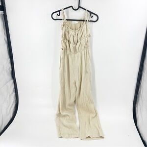 ✅ Beige Botany Womens Cream Sleeveless Tank Open Side Casual Jumpsuit Size Small